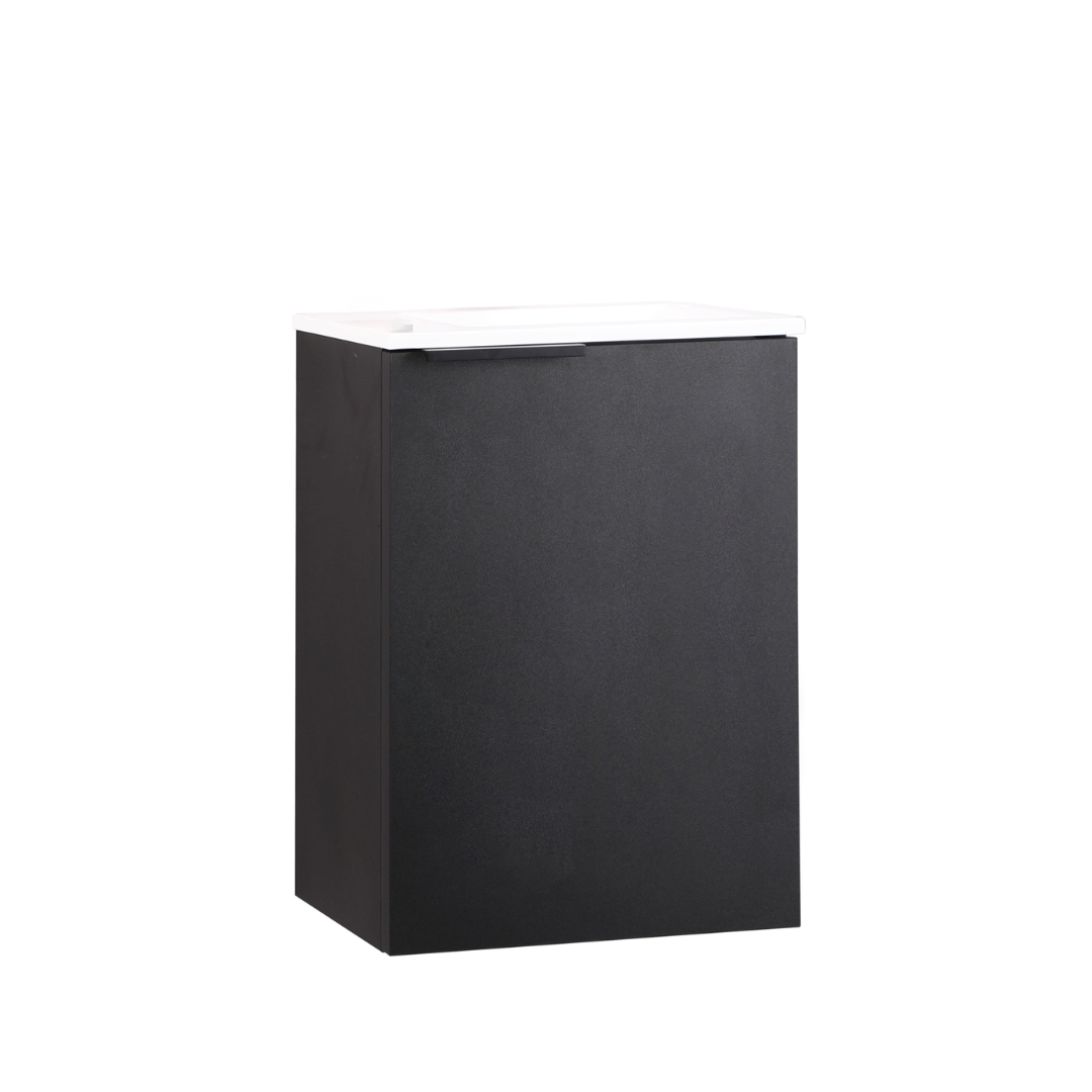 Ensemble lavabo WC invités MOLI 40 cm noir avec poignée