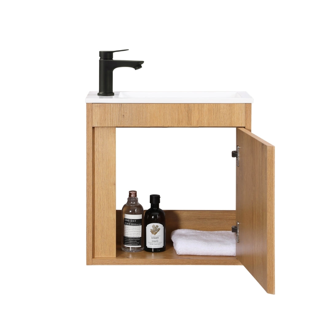 Ensemble lavabo WC invités NERO 50 cm chêne