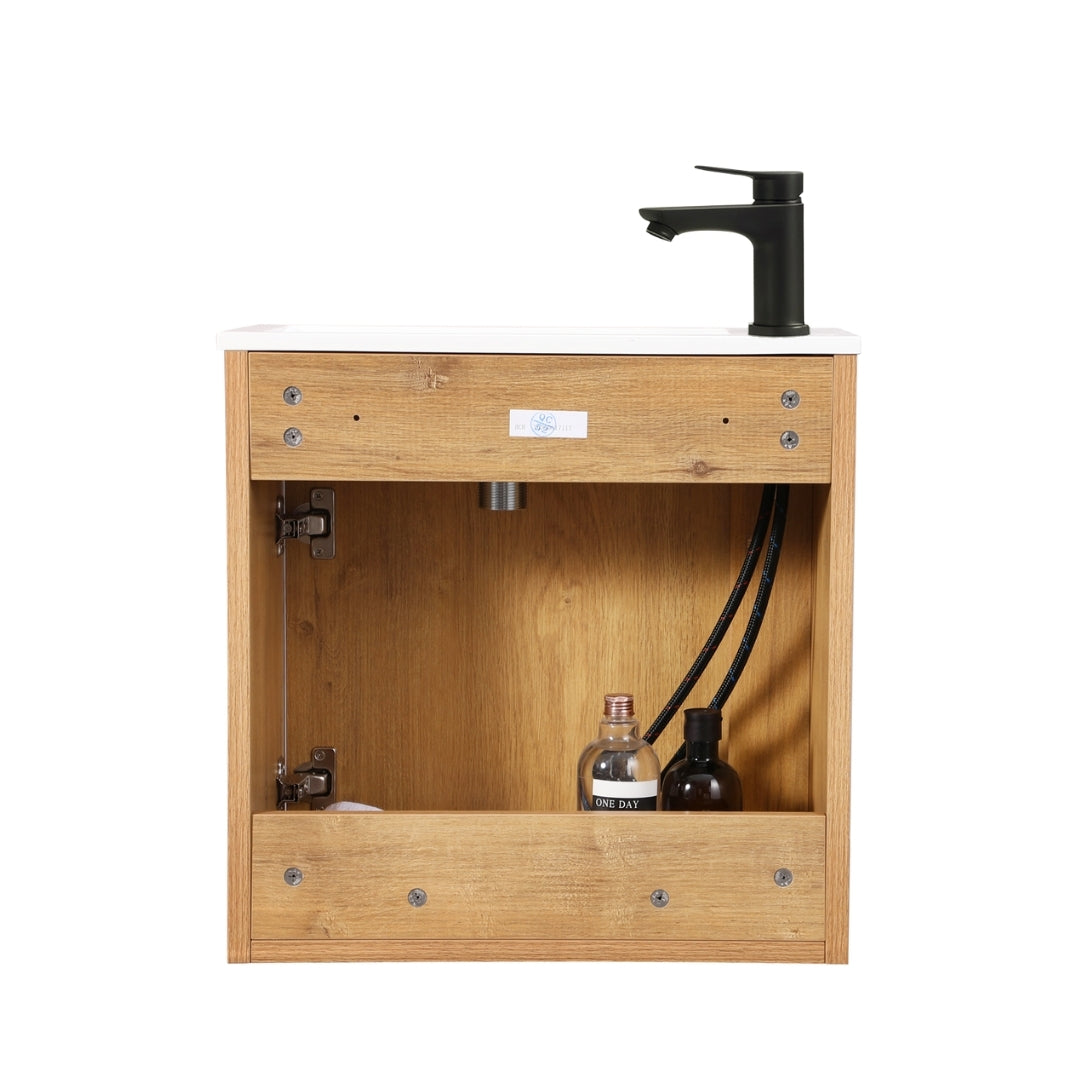 Ensemble lavabo WC invités NERO 50 cm chêne