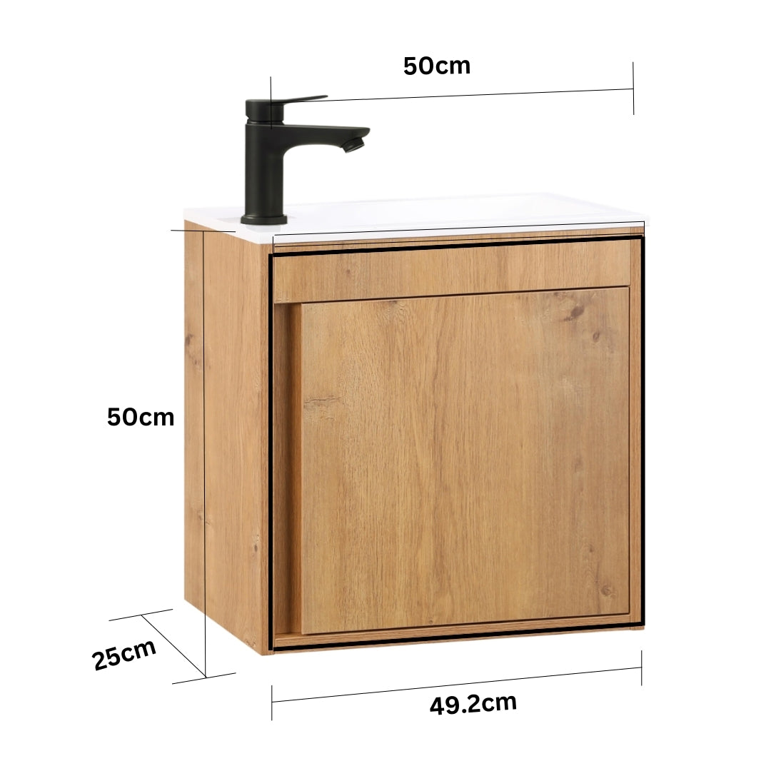 Ensemble lavabo WC invités NERO 50 cm chêne