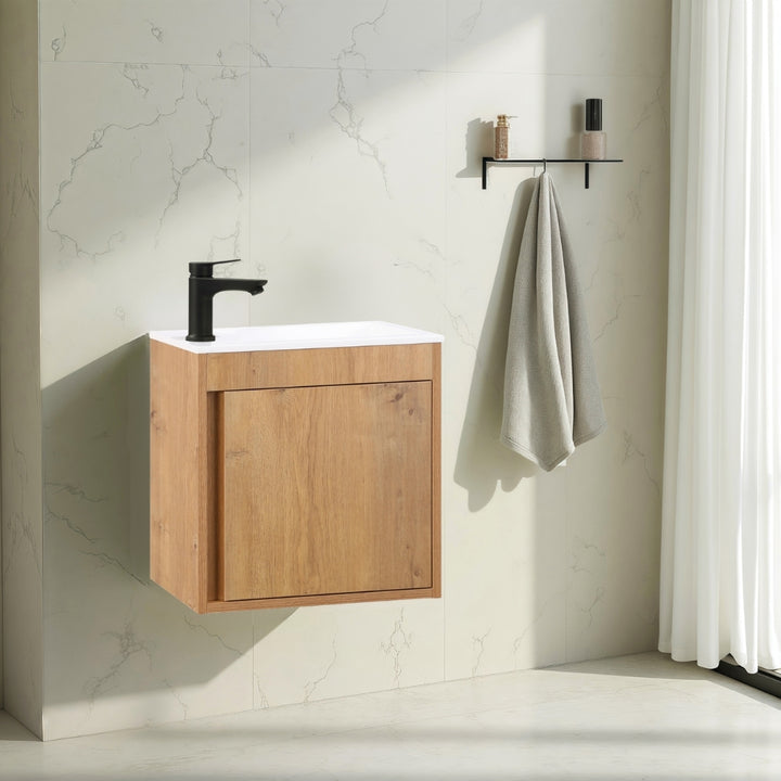 Ensemble lavabo WC invités NERO 50 cm chêne