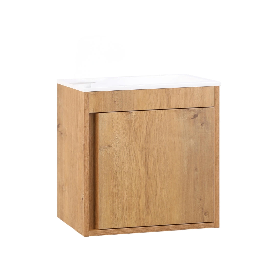 Ensemble lavabo WC invités NERO 50 cm chêne