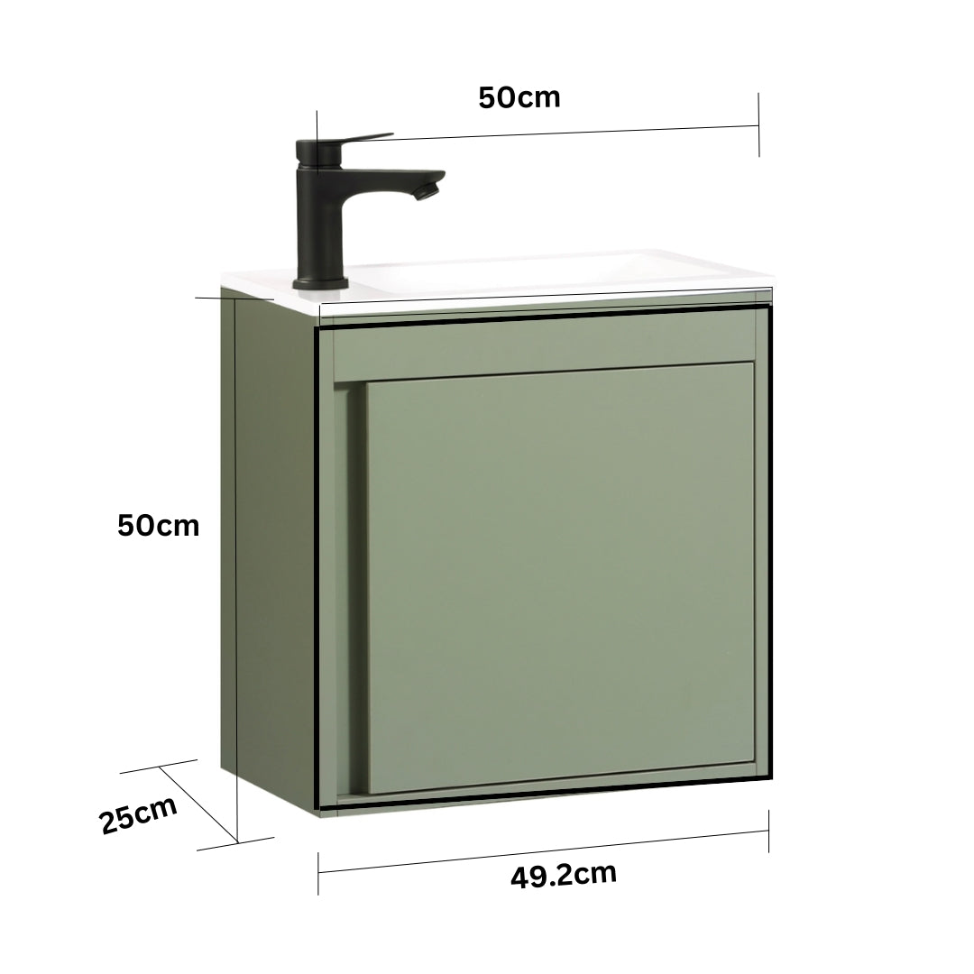 NERO Gäste-WC Waschtisch Set 50cm Grün