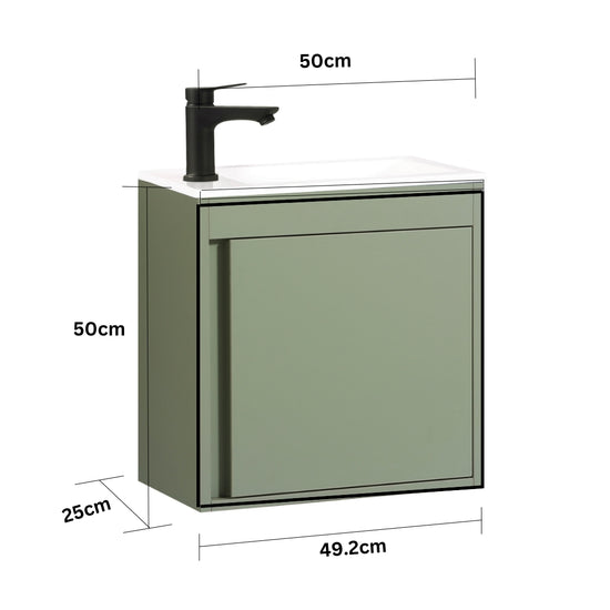 NERO Gäste-WC Waschtisch Set 50cm Grün