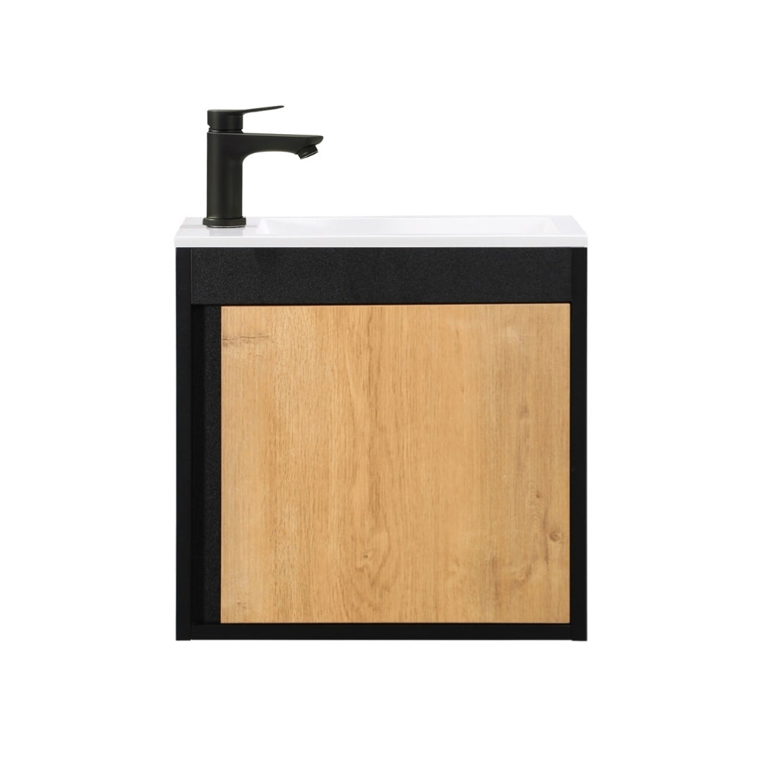 NERO Juego de Mueble de Lavabo para Aseo de Invitados 50cm Negro/Roble