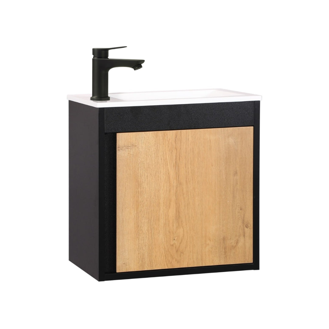 NERO Juego de Mueble de Lavabo para Aseo de Invitados 50cm Negro/Roble