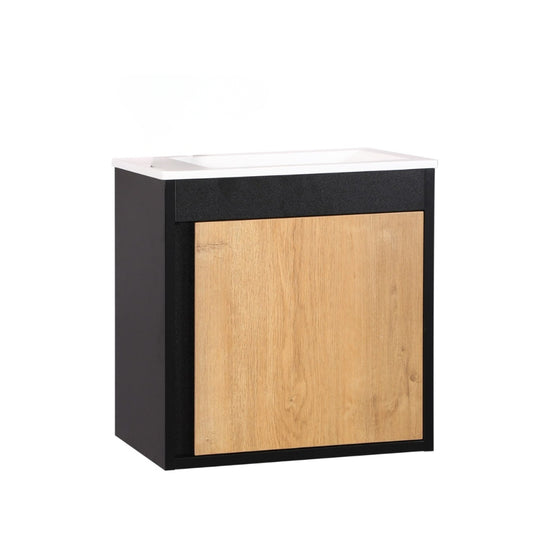 NERO Juego de Mueble de Lavabo para Aseo de Invitados 50cm Negro/Roble