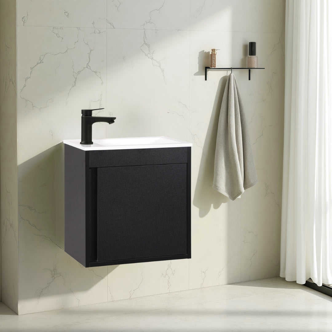 NERO Gäste-WC Waschtisch Set 50cm Schwarz