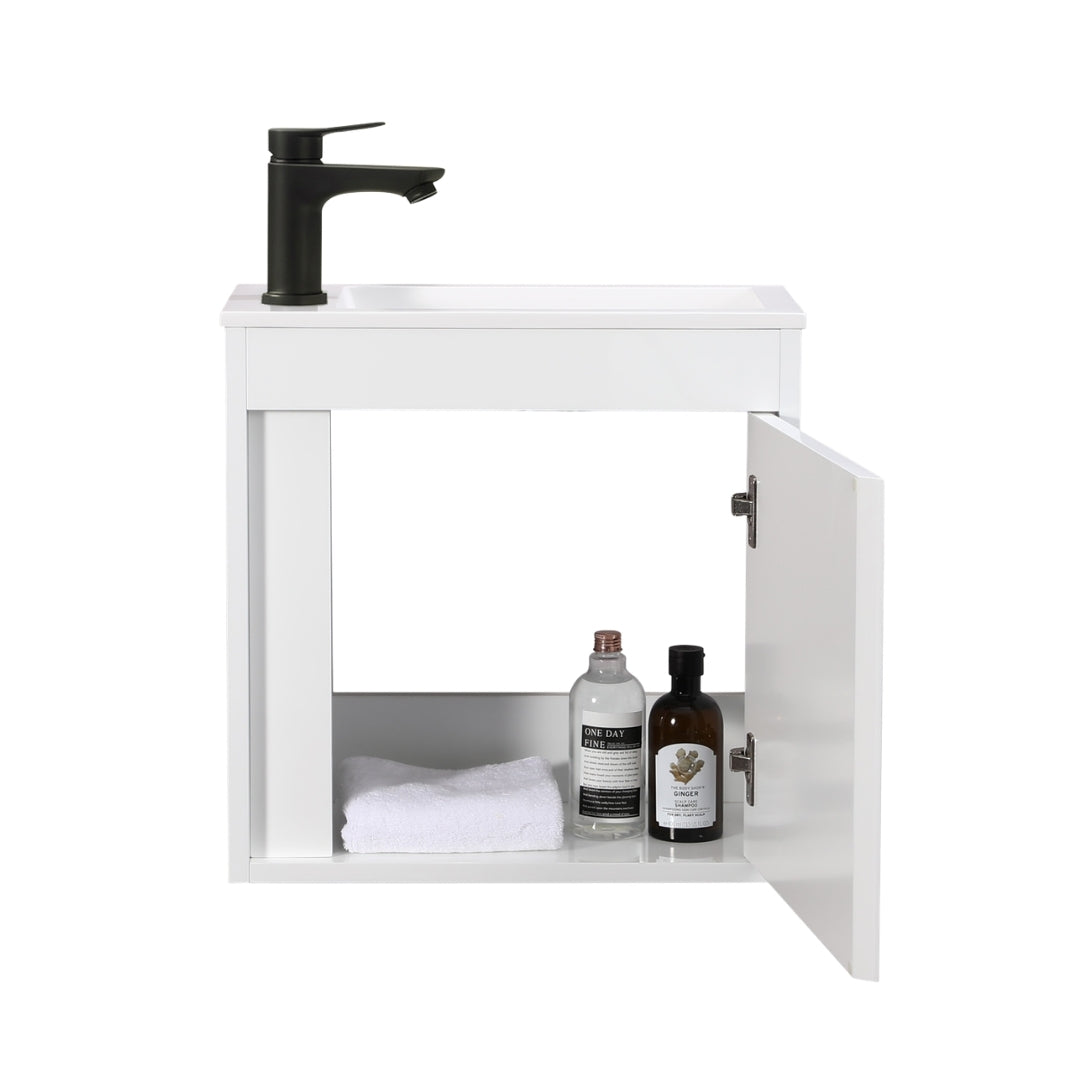 NERO Gäste-WC Waschtisch Set 50cm Hochglanz Weiß