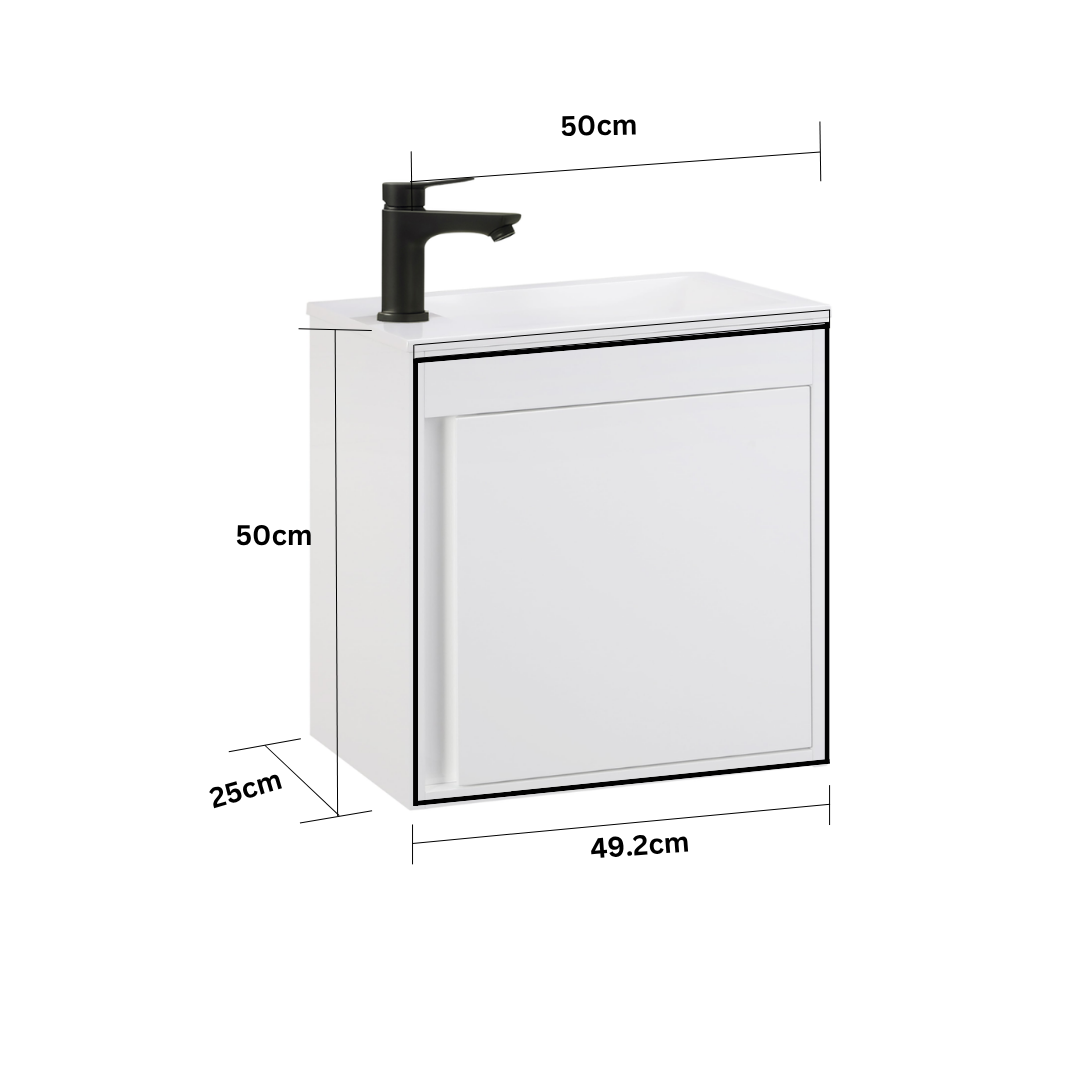 Ensemble lavabo WC invités NERO 50 cm blanc brillant