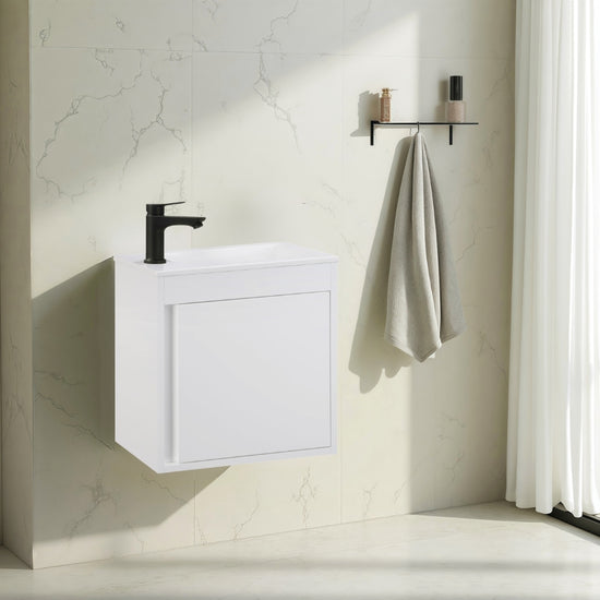 NERO Gäste-WC Waschtisch Set 50cm Hochglanz Weiß