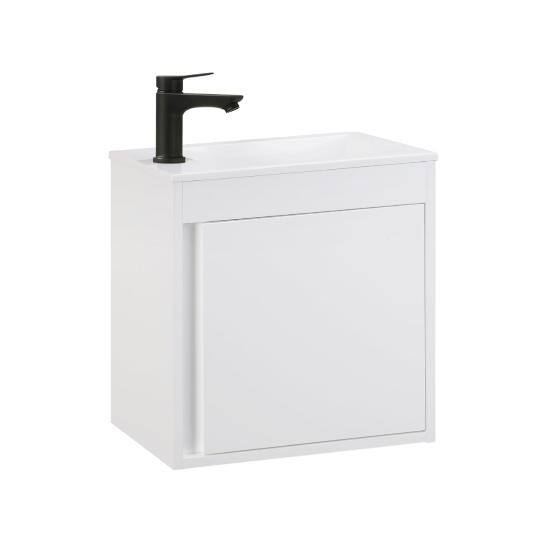 NERO Gäste-WC Waschtisch Set 50cm Hochglanz Weiß