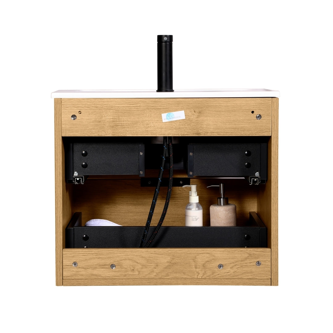Lavabo ORLO 60cm 2 en chêne à fermeture amortie avec poignée