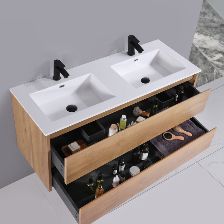 Lavabo ORLO 60cm 2 en chêne à fermeture amortie avec poignée